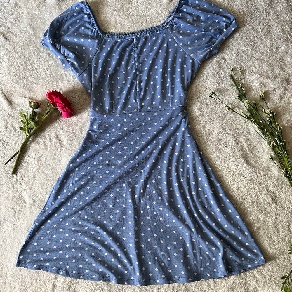 Derek Heart | Adorable Baby Blue Polka Dot Dress | Size L | NWOT